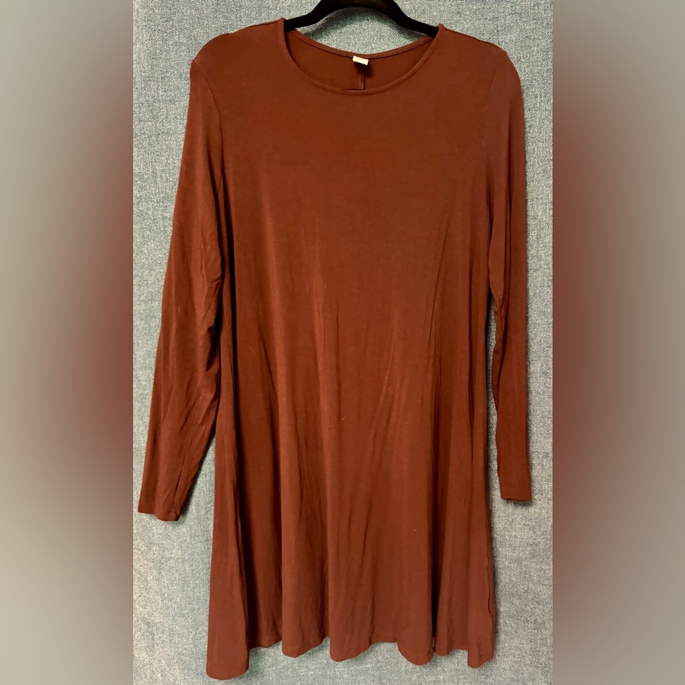 Old Navy Brown Long Sleeve Crew Neck Dress